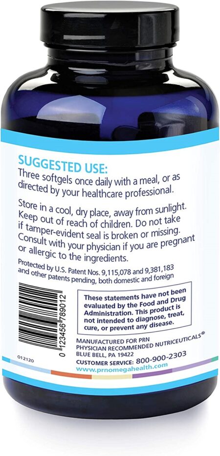 Suggested use. Three softgels once daily with a meal, or as directed by your healthcare professional. Sotre in a cool, dry place, away from sunlight. Keep out of reach of children. Do not take if tamper-evident seal is broken or missing. Consult with your physician if you are pregnant or allergic to the ingredients.